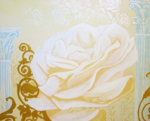 large white rose with columns