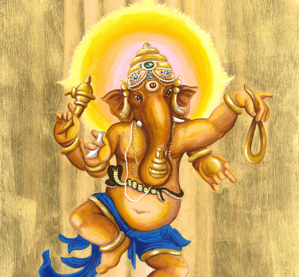 Ganesha dancing with mouse vehicle