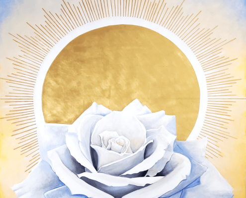 White Rose painting by Yohanna Jessup, inspiration born from silence.