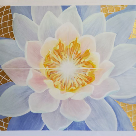 Lotus Sanctuary Lux print, with 24k gold and hand painted embellishment.