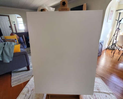 To begin a commission a panel is prepared with traditional gesso