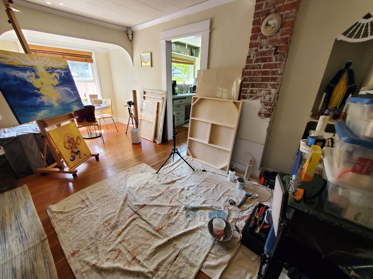 Preparing space in the studio to begin a commission