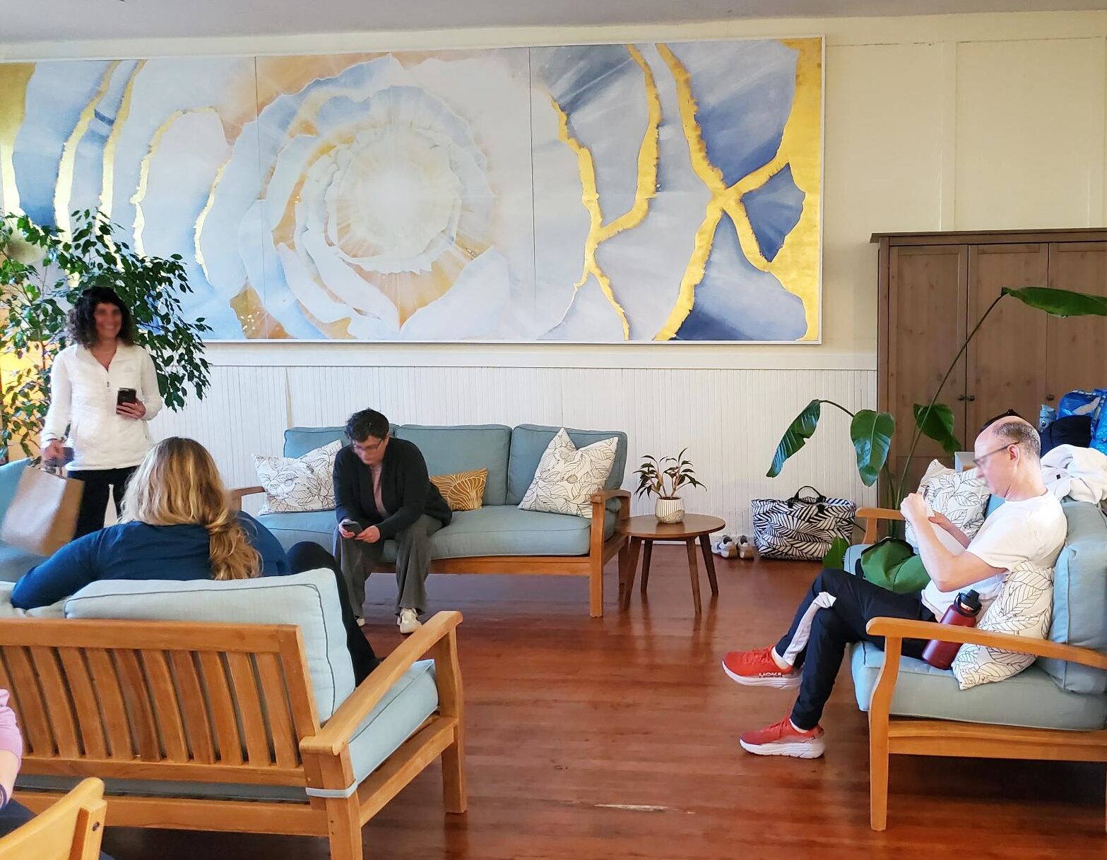 Peace Rose - a large scale painting in a meditation retreat center creates beauty and harmony in the community space.