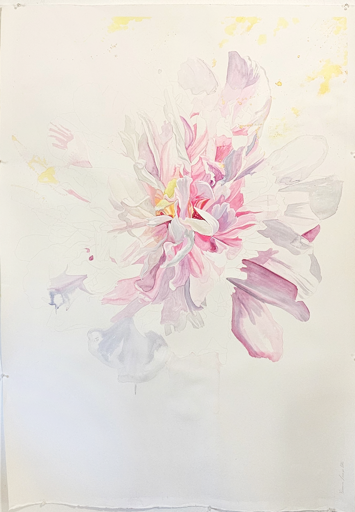 00_joy_bomb_yohanna_jessup Joy Bomb original peony mixed media painting on paper.