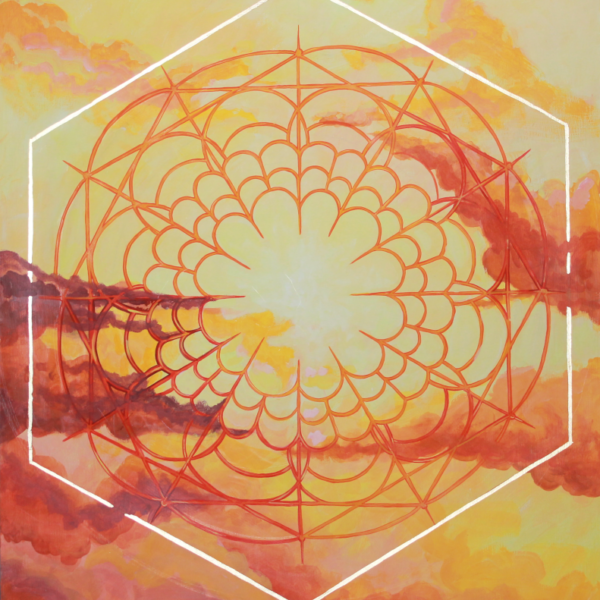 Transmute gold leaf heart sacred geometry art print by Yohanna Jessup