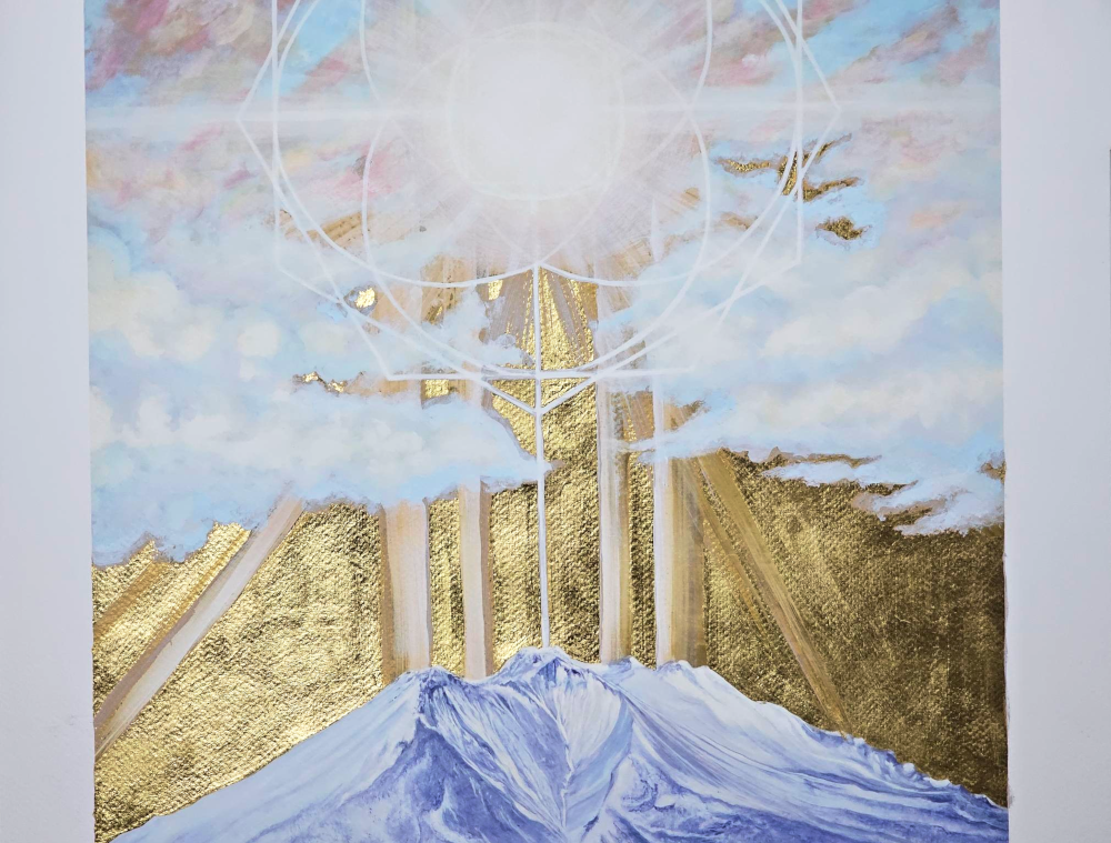 03_heart_of_the_mountain_luxprint_18x24_yohanna_jessup Detail of Heart of the Mountain, a hand painted and gilded LUX print of Mt Shasta by artist Yohanna Jessup