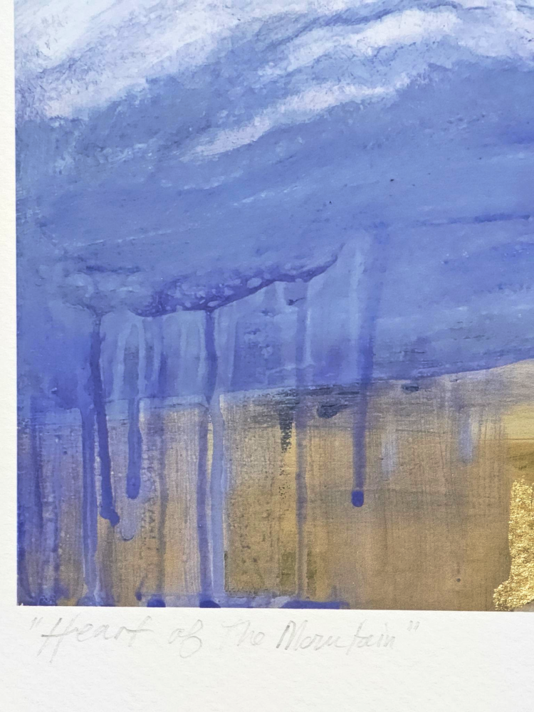 04_heart_of_the_mountain_luxprint_18x24_yohanna_jessup Detail of Heart of the Mountain, a hand painted and gilded LUX print of Mt Shasta by artist Yohanna Jessup