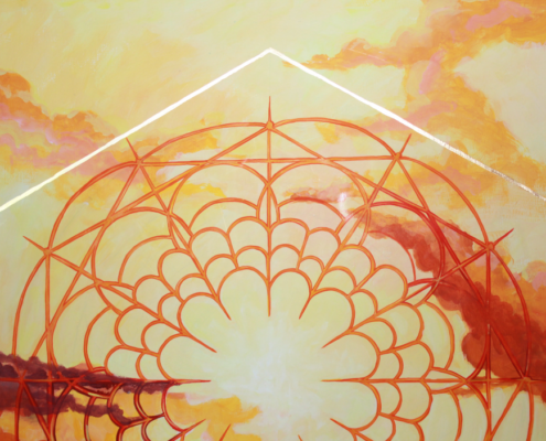 04_transmute_detail_yohanna_jessup Detail of Transmute gold leaf heart sacred geometry art print by Yohanna Jessup