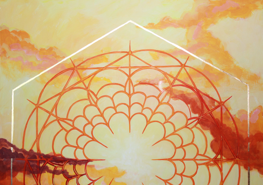 04_transmute_detail_yohanna_jessup Detail of Transmute gold leaf heart sacred geometry art print by Yohanna Jessup