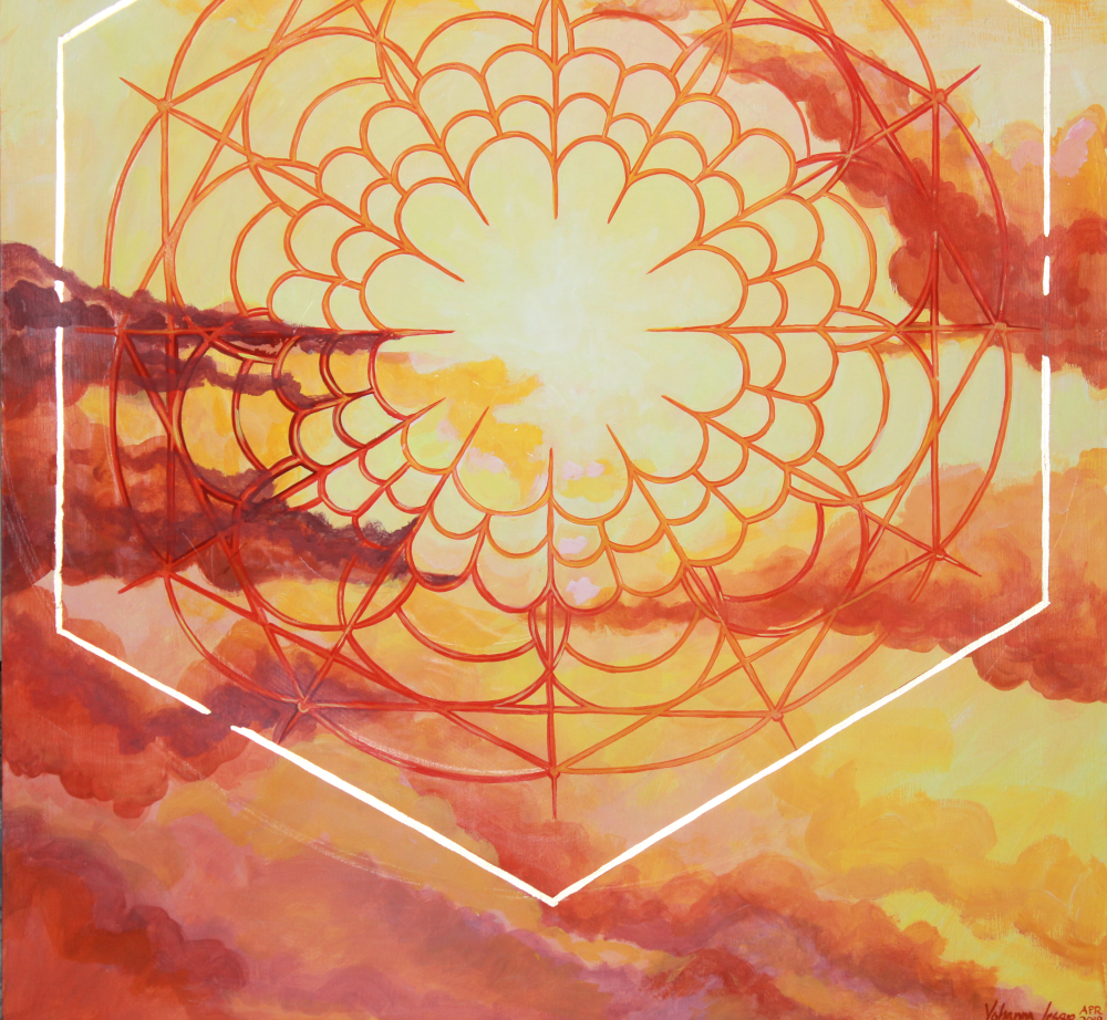 05_transmute_detail_yohanna_jessup Detail of Transmute gold leaf heart sacred geometry art print by Yohanna Jessup